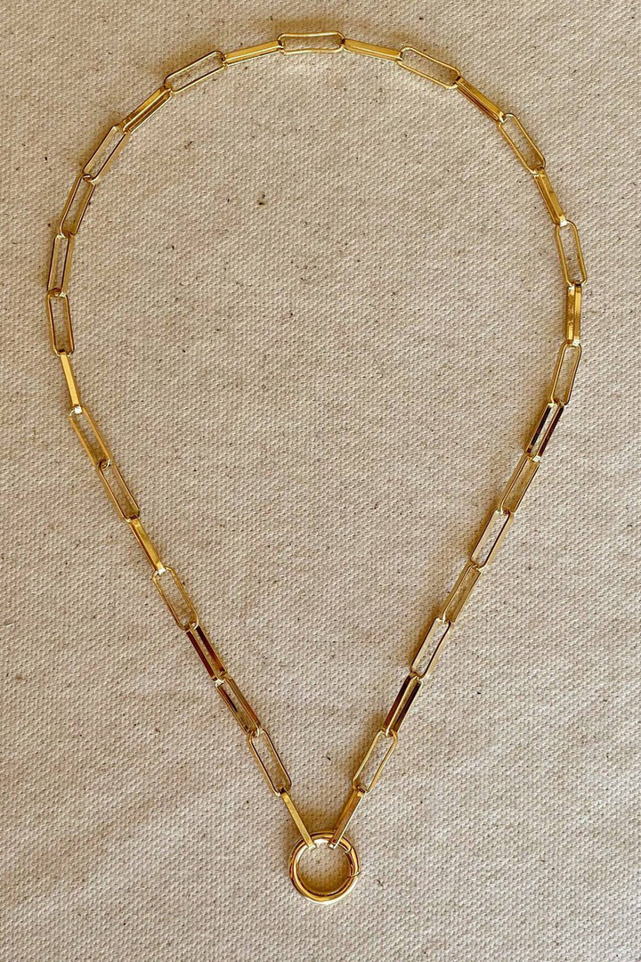 GoldFi - 18k Gold Filled Paperclip Chain Necklace Featuring Carabine