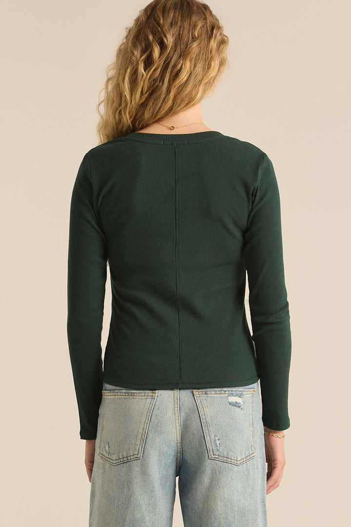 Z Supply - Sirena Rib Long Sleeve Tee in Cyprus Green