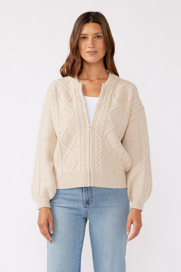 Lovestitch - Cozy Hearth Zip Up Sweater in Natural