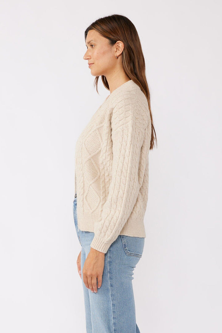 Lovestitch - Cozy Hearth Zip Up Sweater in Natural