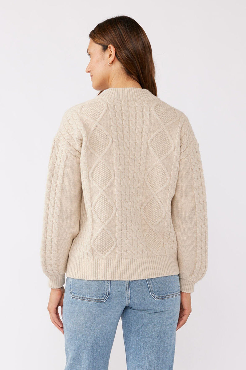 Lovestitch - Cozy Hearth Zip Up Sweater in Natural