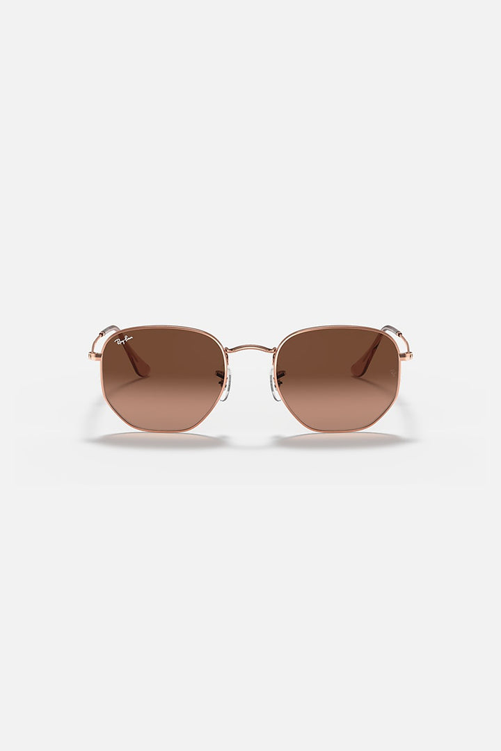 Ray Ban - Hexagonal Flat Lenses in Polished Copper Frames with Pink Brown Gradient Lenses RB3548N9069A5