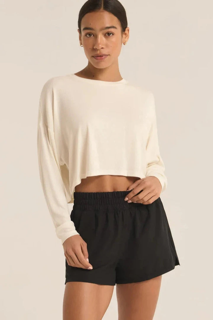 Z Supply - Layer On Rib Long Sleeve Top in Sea Salt