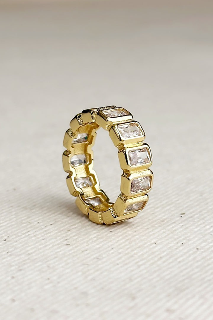 GoldFi - Chunky Cubic Zirconia Eternity Band Ring in Gold - Size 5.5