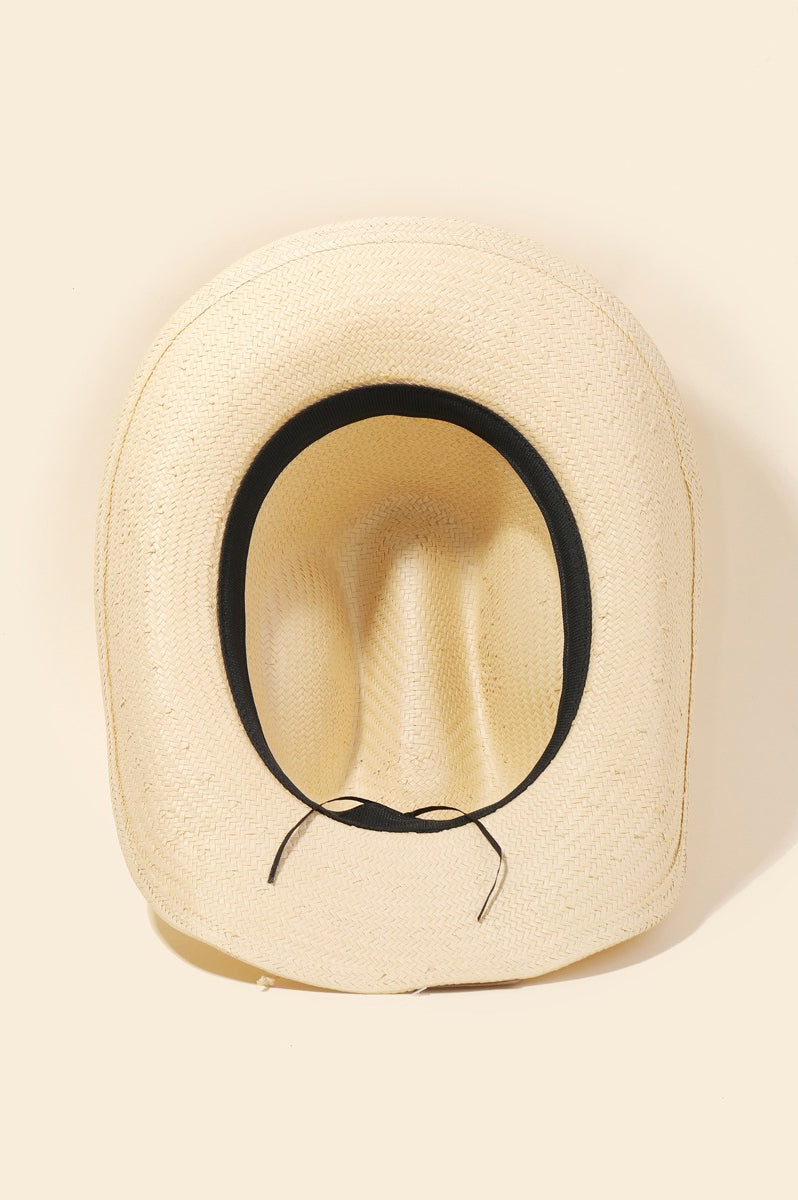 Anarchy Street - Straw Braided Cowboy Hat in Ivory