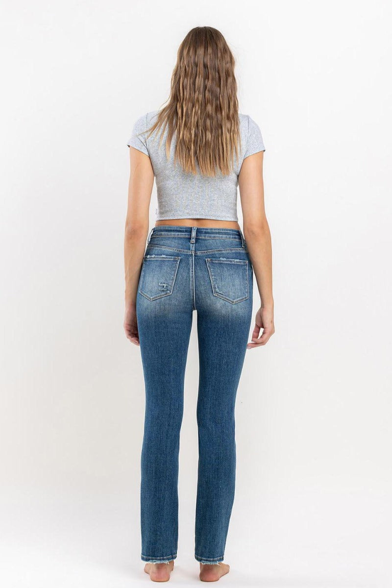 VERVET by Flying Monkey - High Rise Stretch Slim Straight Jeans in Moonlight