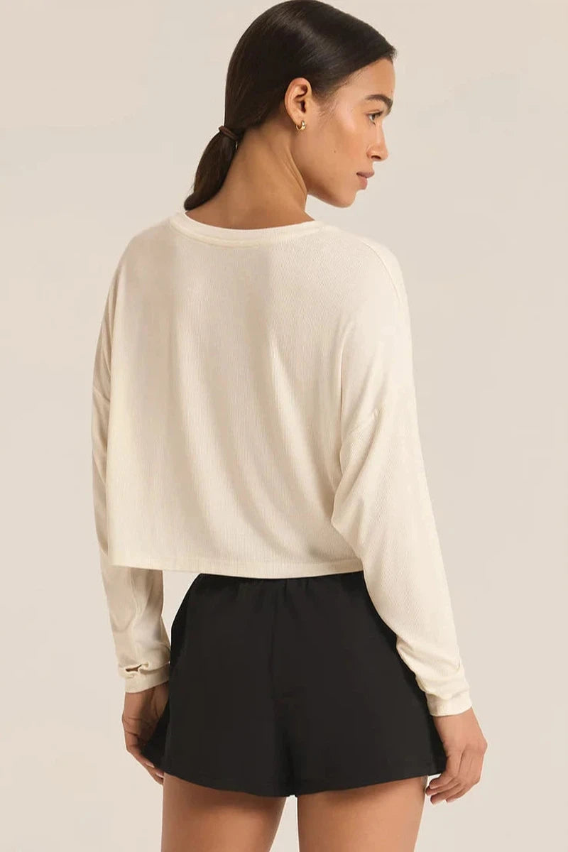 Z Supply - Layer On Rib Long Sleeve Top in Sea Salt