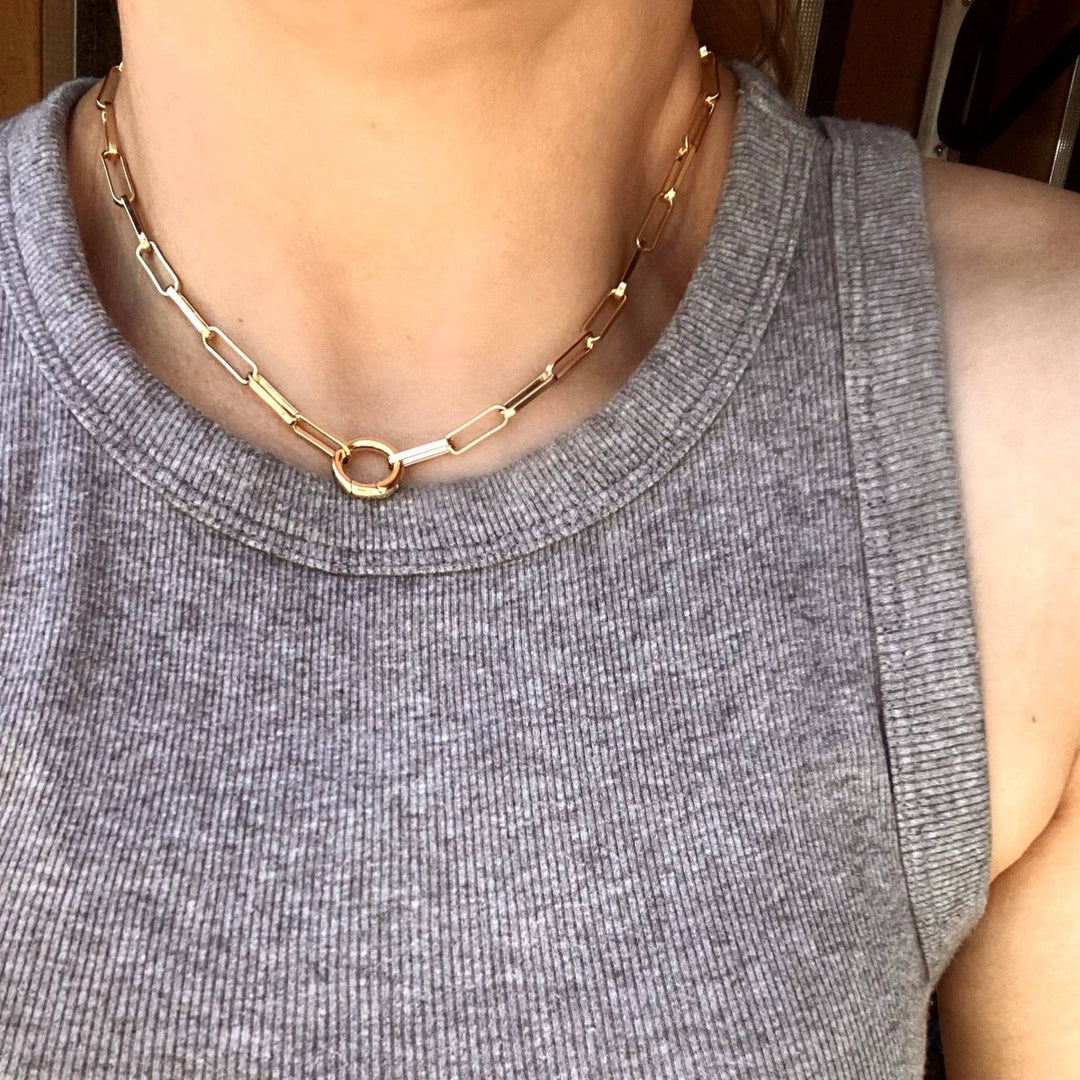 GoldFi - 18k Gold Filled Paperclip Chain Necklace Featuring Carabine