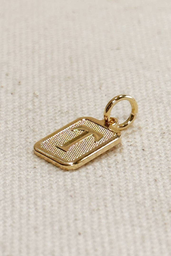 GoldFi - Textured Initial Plate Pendant - Letter T