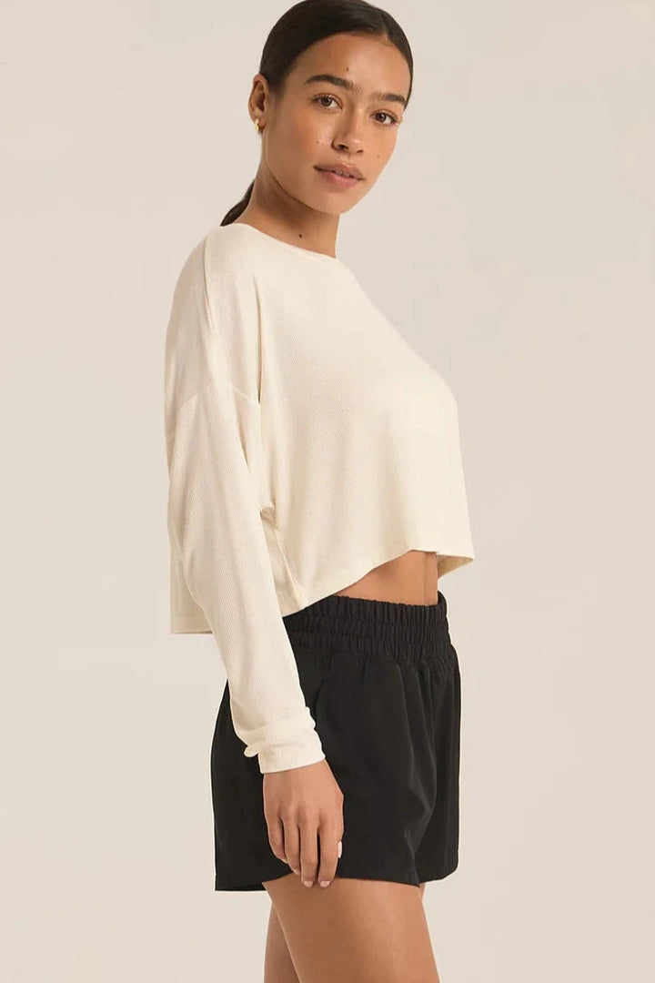 Z Supply - Layer On Rib Long Sleeve Top in Sea Salt