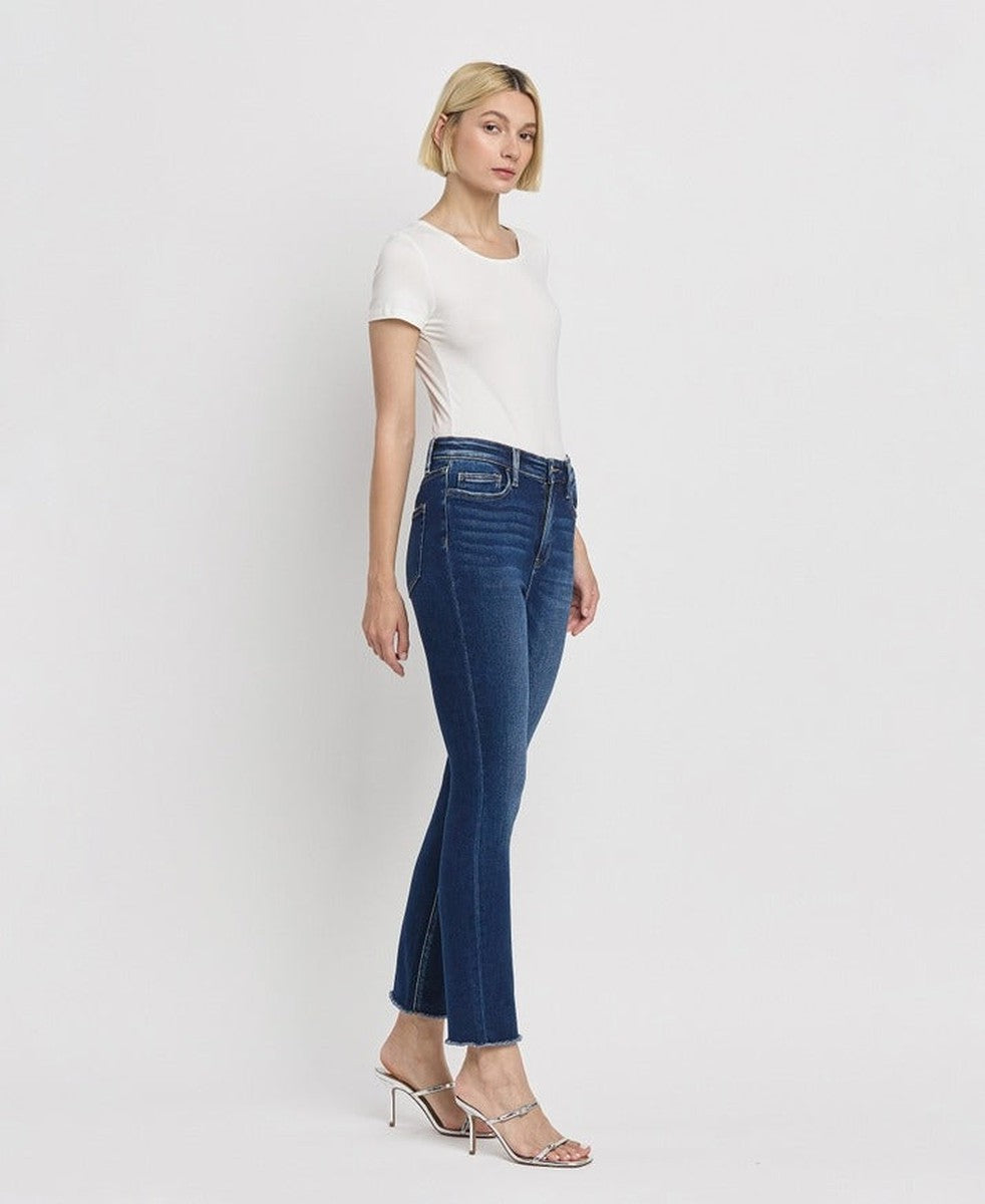 VERVET by Flying Monkey - Super High Rise Slim Cropped Straight Jeans in Growing Light