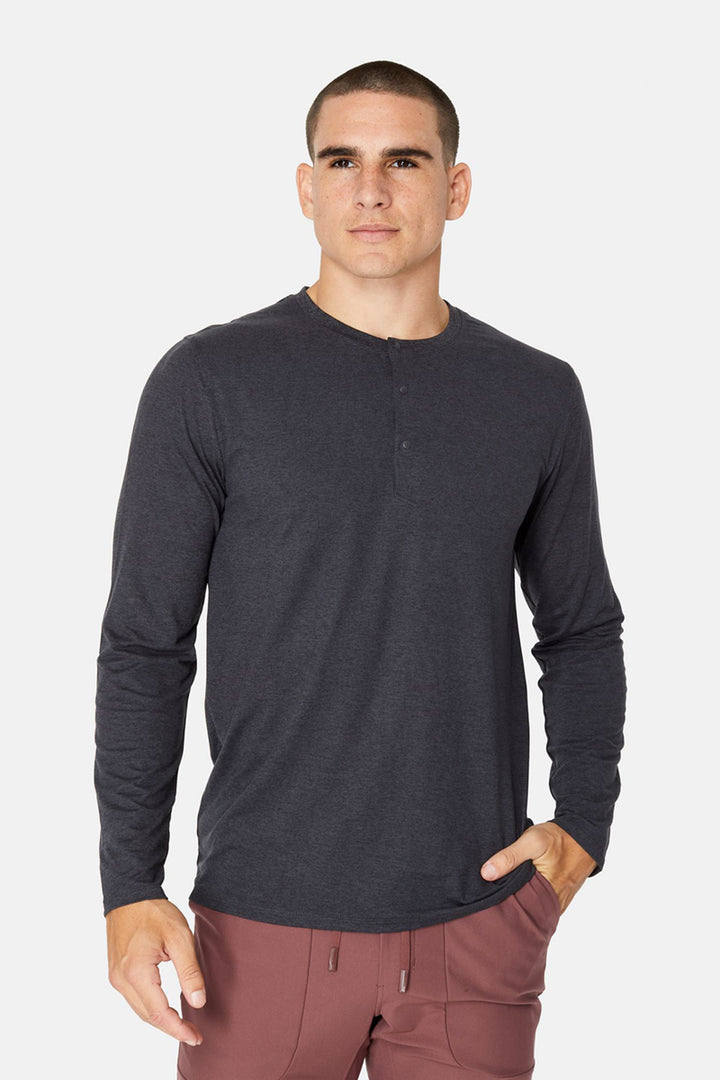 7DIAMONDS - Core™ Long Sleeve Henley in Charcoal