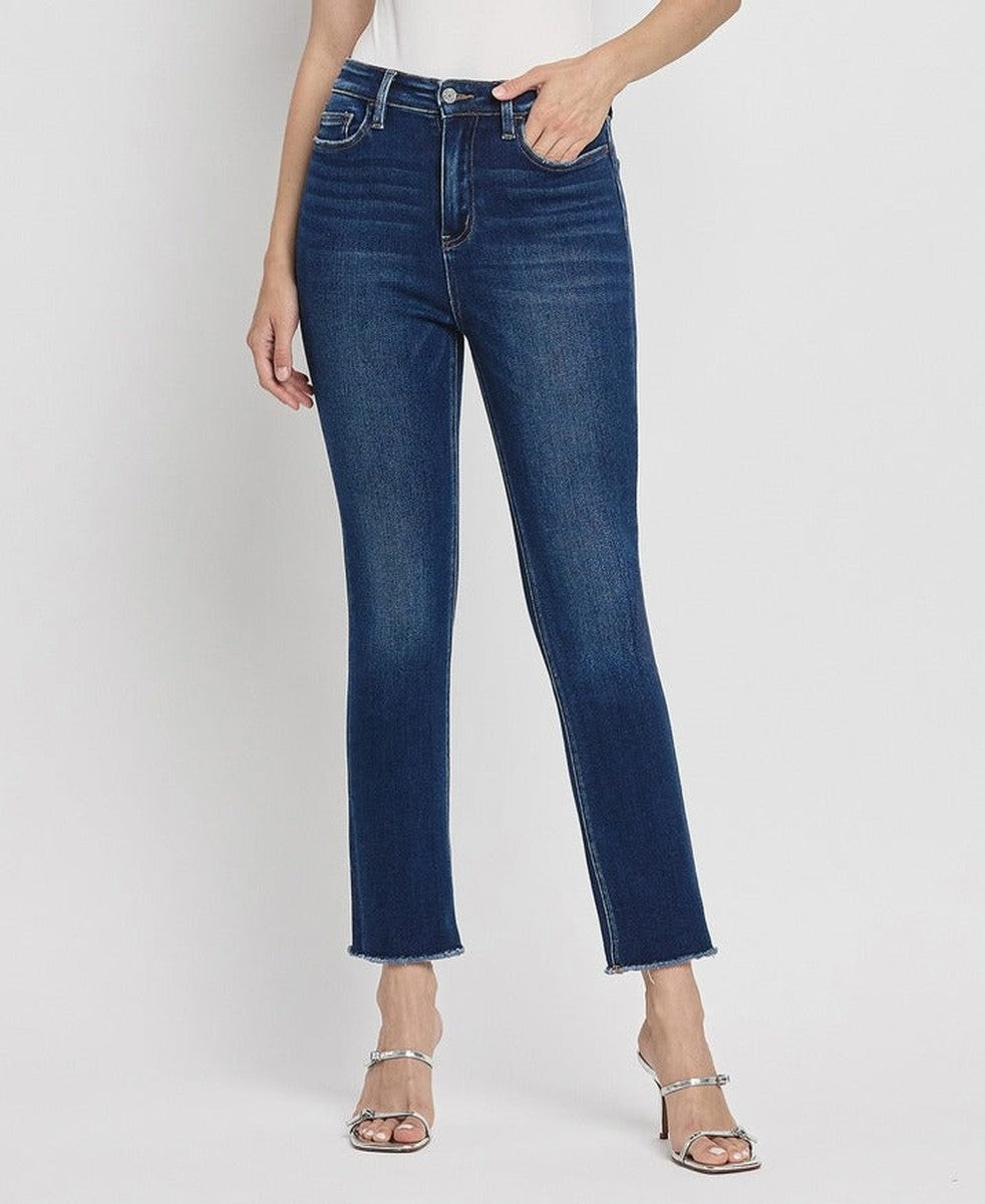 VERVET by Flying Monkey - Super High Rise Slim Cropped Straight Jeans in Growing Light