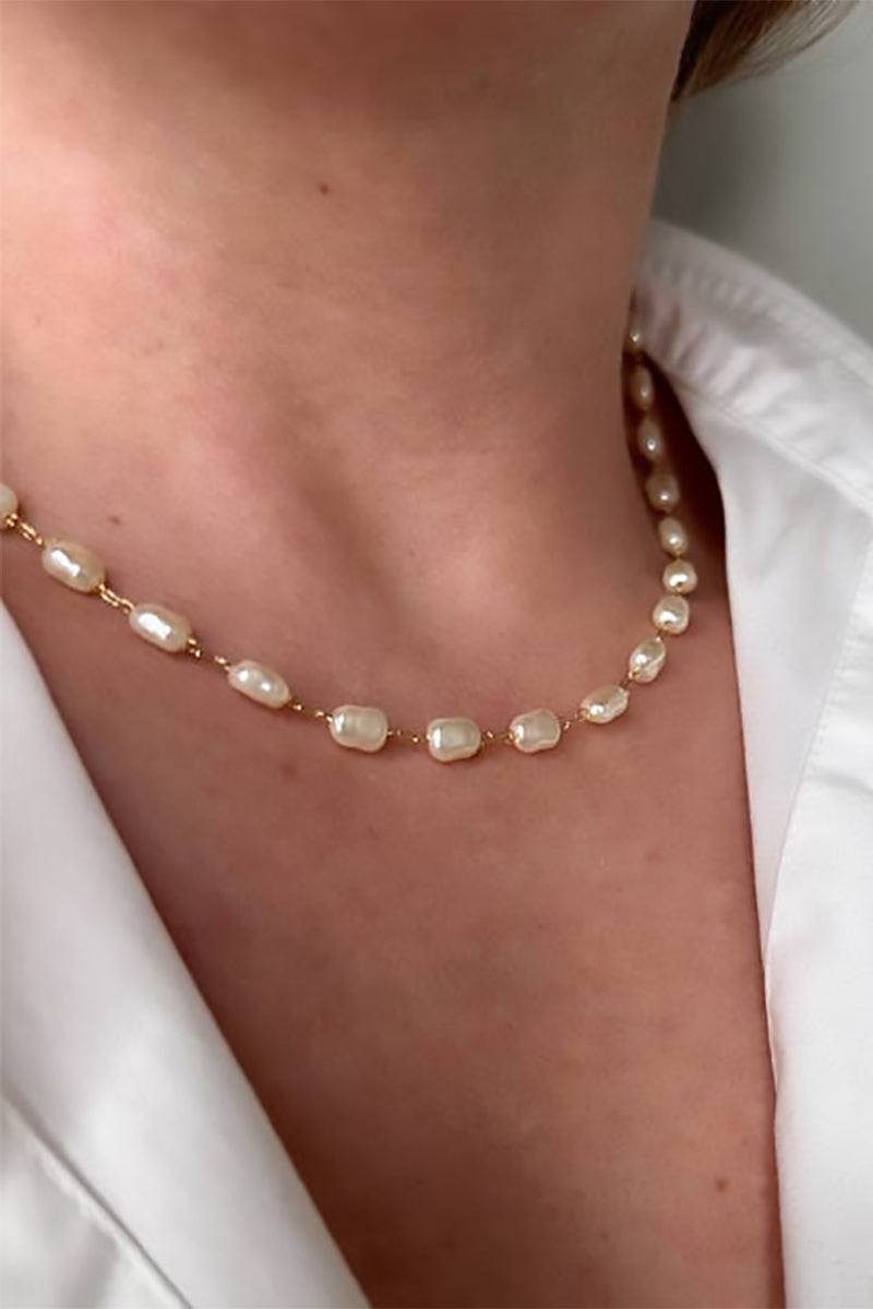 GoldFi - Baroque Pearl Necklace in Gold - 16in