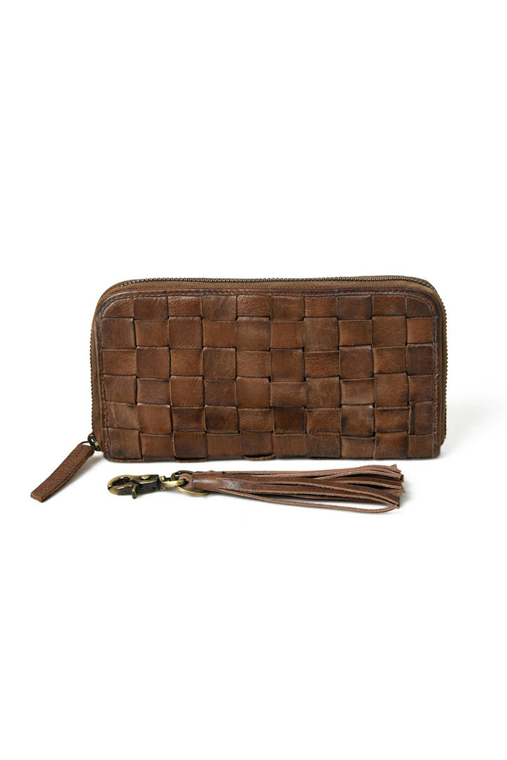 Cut n' Paste - "Cata" Woven Zip Around Wallet in Brown