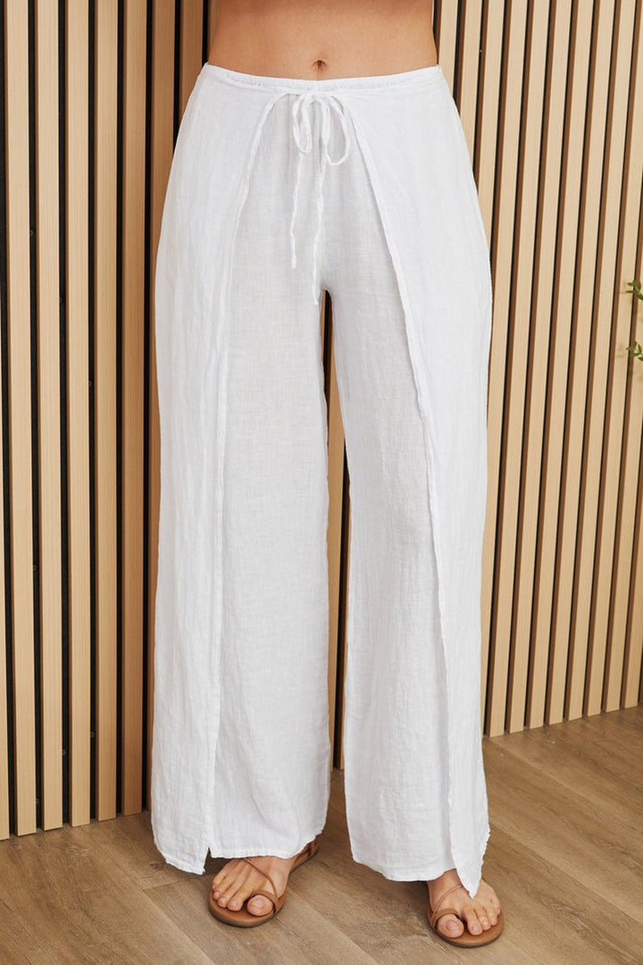 Milio Milano - Linen Wrap Pants with Side Panel in Navy