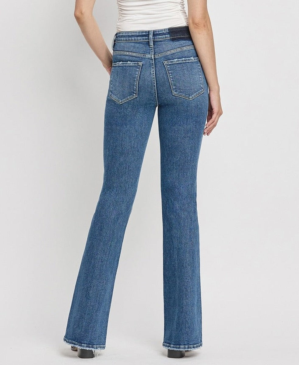 VERVET by Flying Monkey - High Rise Slant Hem Flare Jeans in Crate