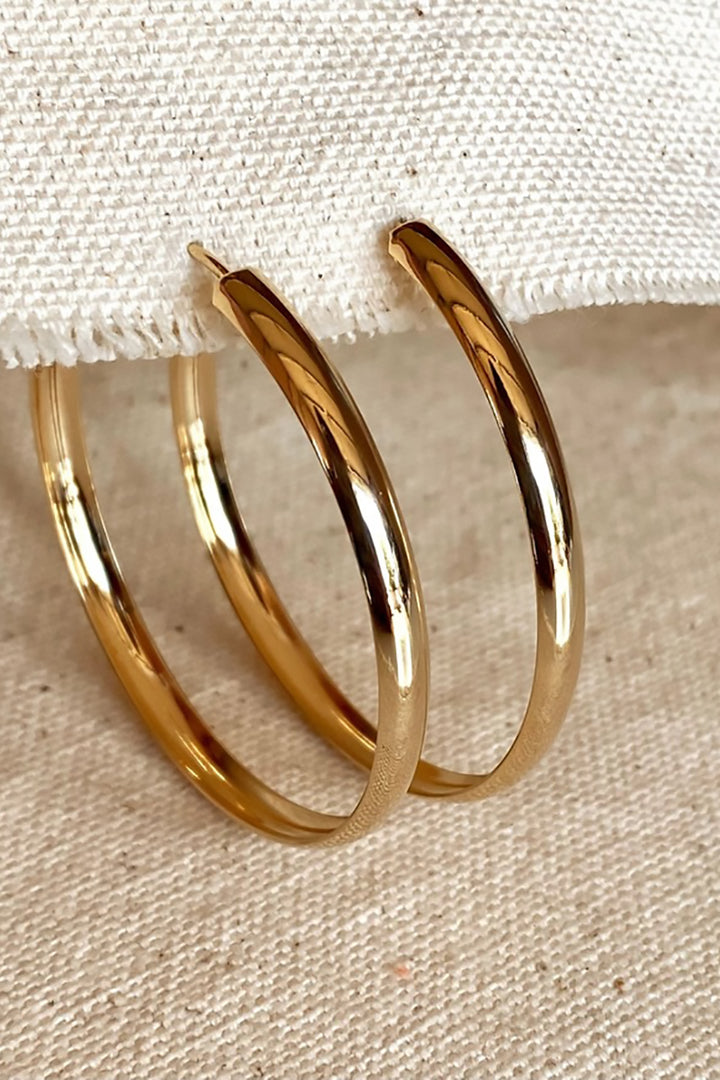 GoldFi - Hollow Continuous Hoop Earrings in Gold - 50mm