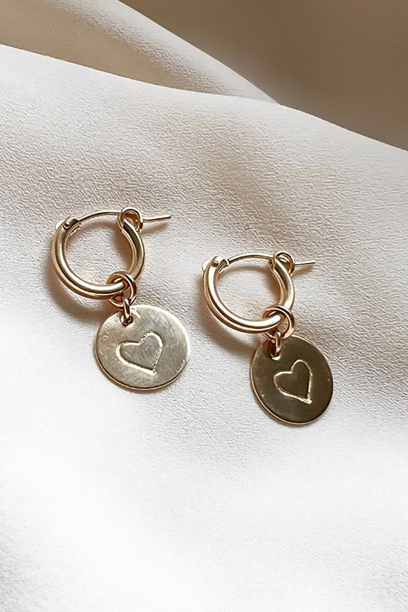 In Situ Jewelry - Heart Hoop Earrings in Gold