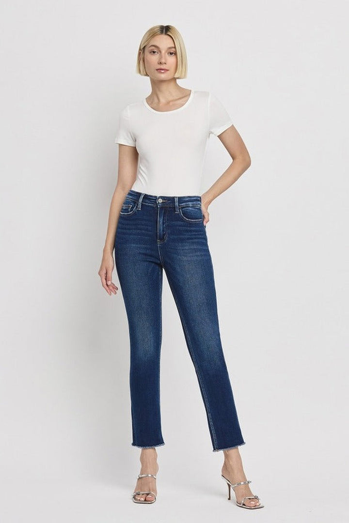 VERVET by Flying Monkey - Super High Rise Slim Cropped Straight Jeans in Growing Light