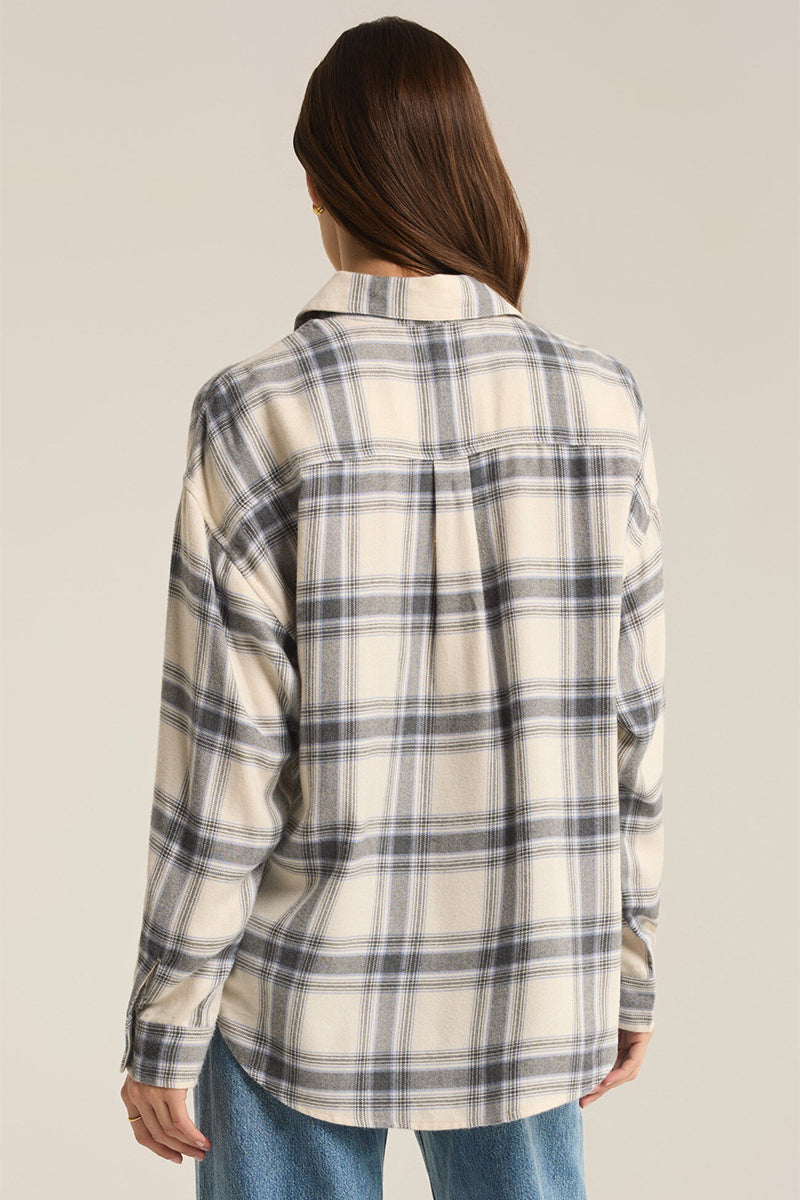 Z Supply - River Plaid Button Up in Thunder Cloud