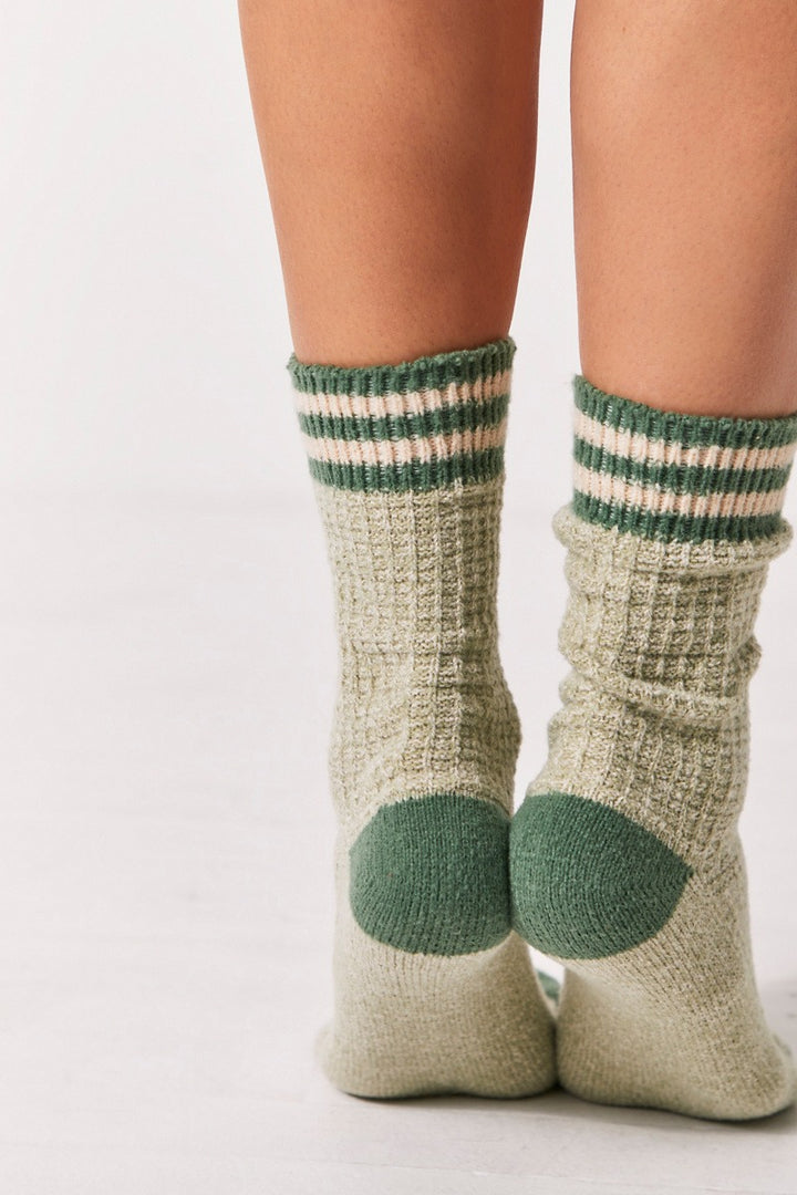 Free People - Jackson Cozy Stripe Socks in Sage