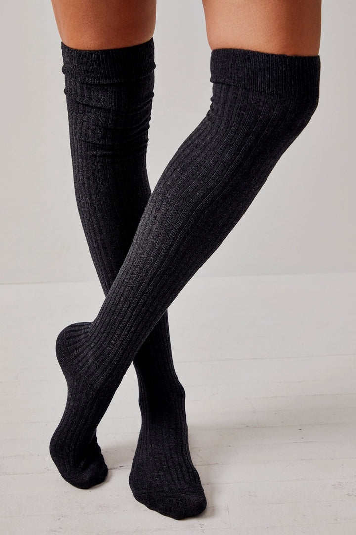 Free People - Viola Over The Knee Socks in Charcoal