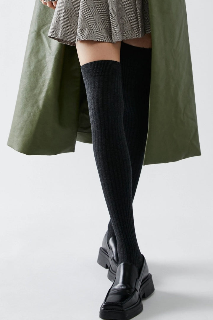 Free People - Viola Over The Knee Socks in Charcoal