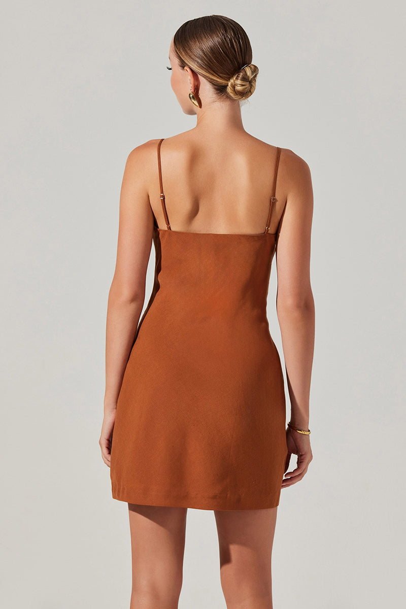 Astr - Isadora Draped Mini Dress in Brown