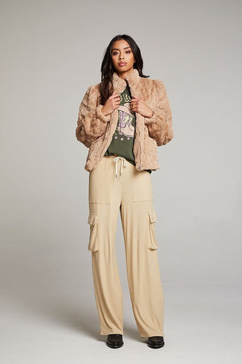 Chaser - Puff Sleeve Jacket in Cappucchino