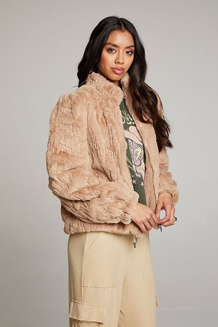 Chaser - Puff Sleeve Jacket in Cappucchino