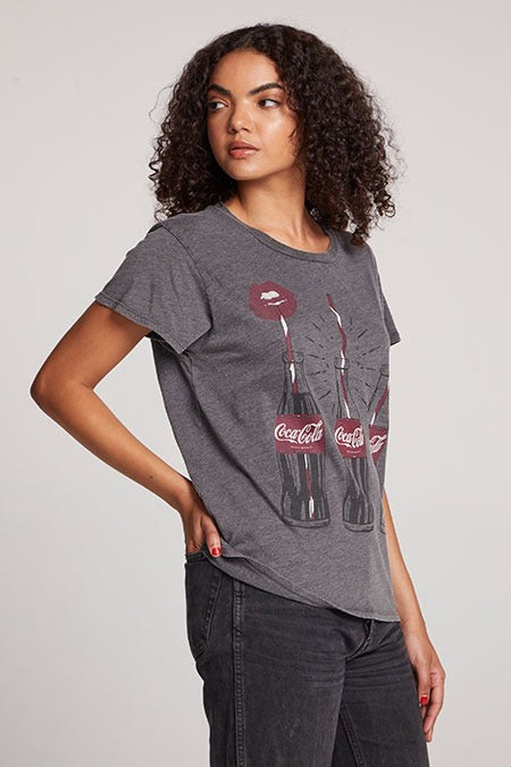 Chaser - Coca Cola Kiss Tee in Black Mineral Wash