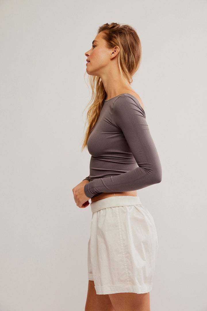 Free People - Low-Back Seamless Long Sleeve in Dark Gull Grey