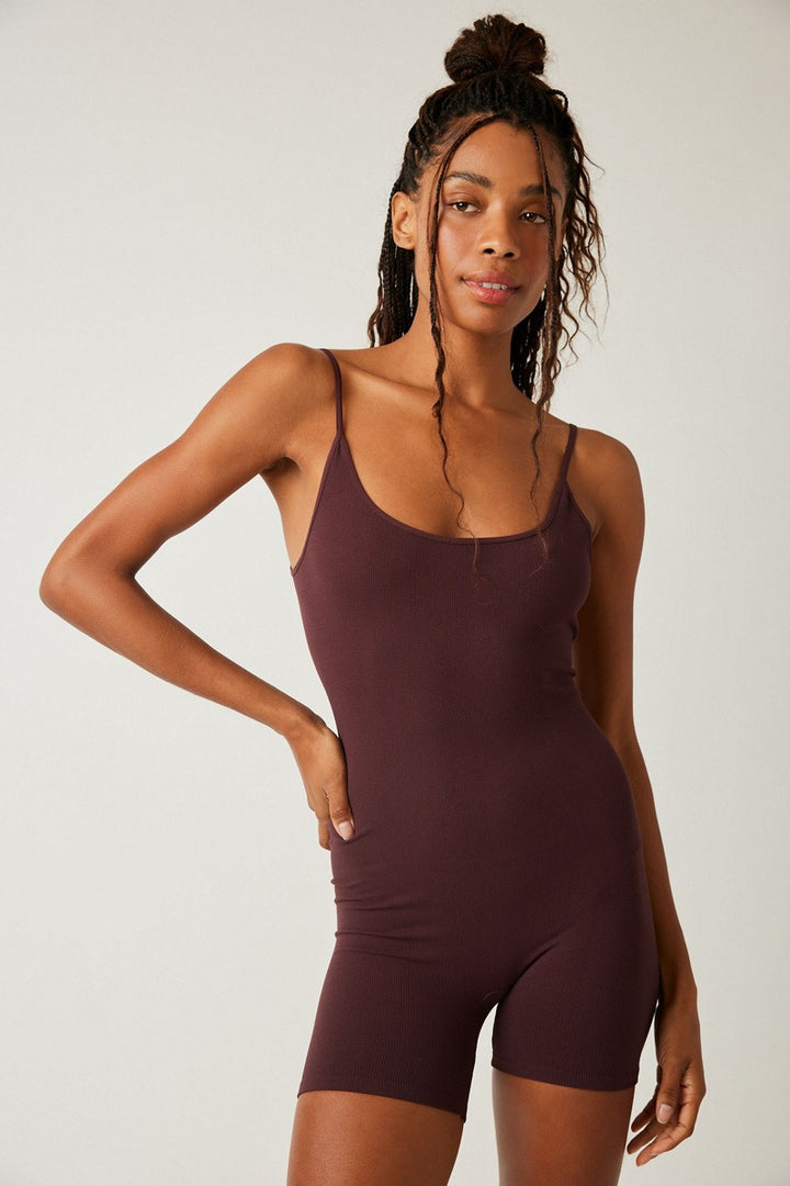 Free People - One To Watch Romper in Chocolate Merlot