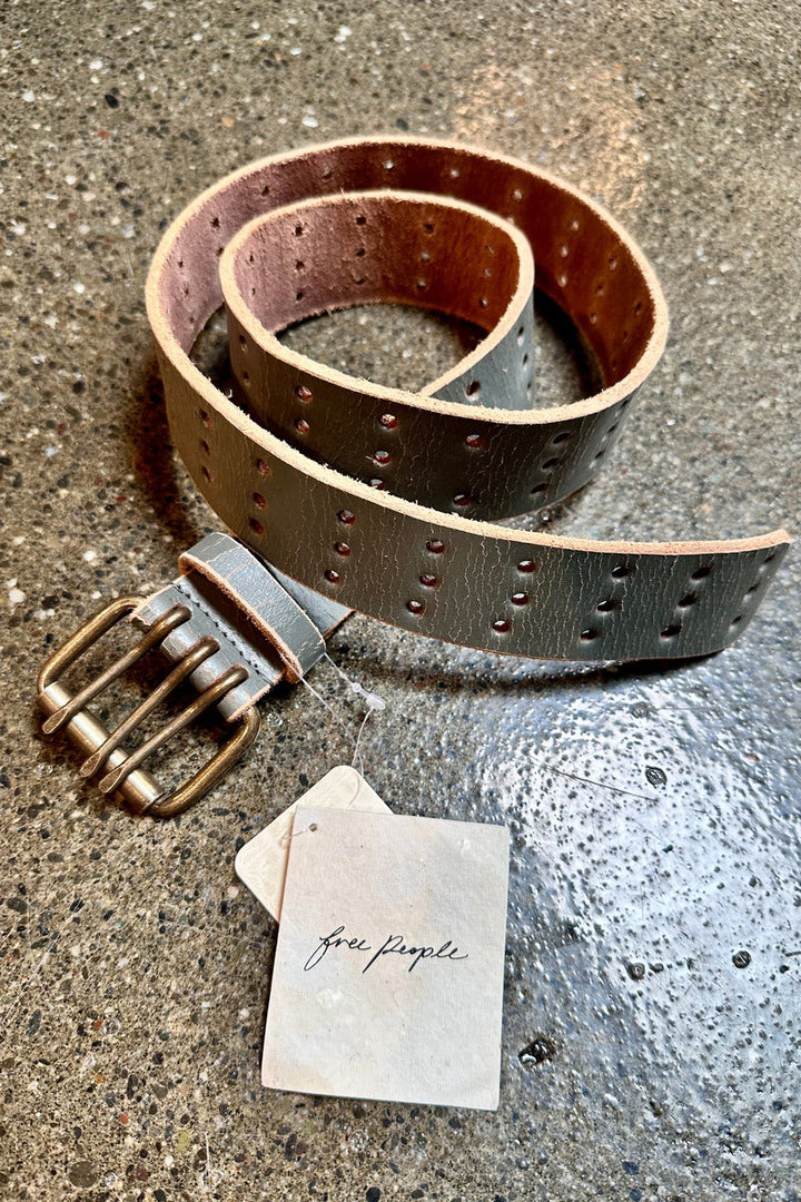 Free People - We The Free Triple Threat Leather Belt in Pine