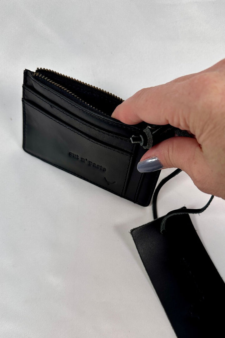 Cut n' Paste - "Roam" Card Holder with Zip Pocket in Black