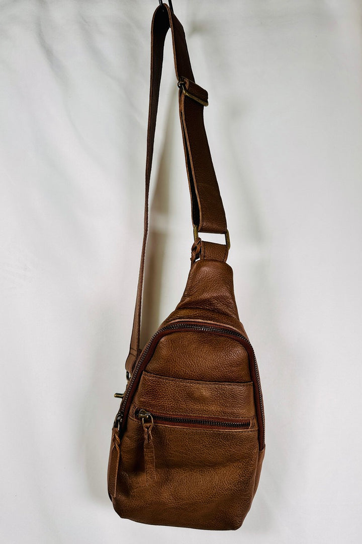 Rock Paper Scissors - "Noa" Sling Bag in Brown