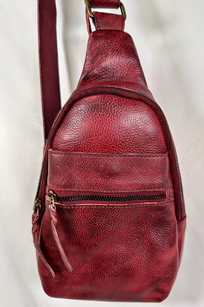 Rock Paper Scissors - "Noa" Sling Bag in Burgundy