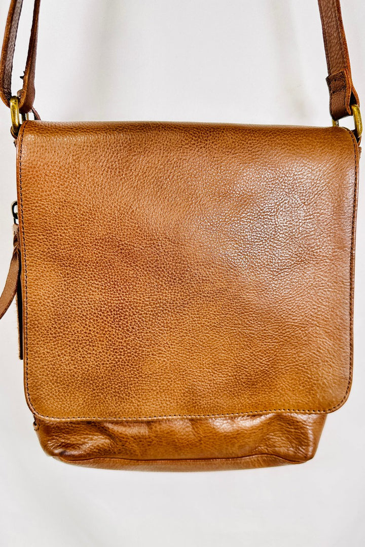 Rock Paper Scissors - "Fulham" Flap Top Cross Body Bag in Brown