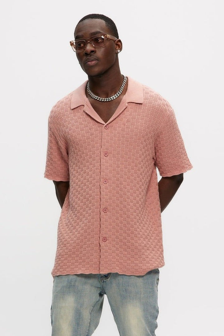 Kuwalla Tee - Knitted Yacht Shirt in Pink