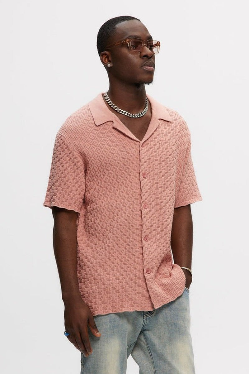 Kuwalla Tee - Knitted Yacht Shirt in Pink