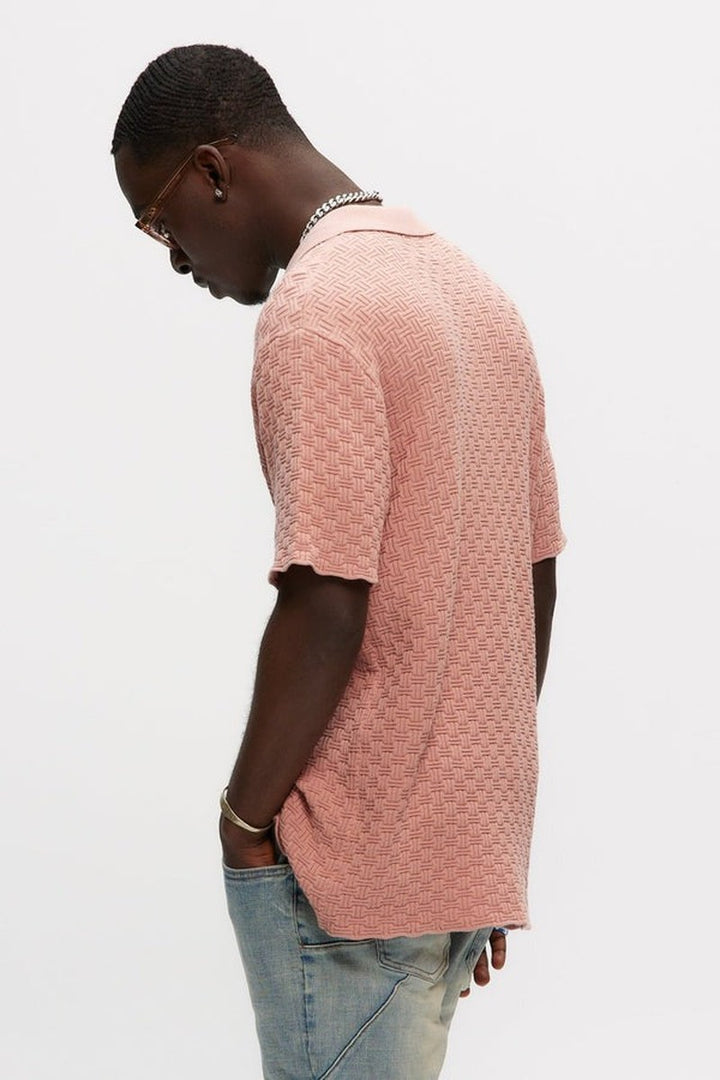 Kuwalla Tee - Knitted Yacht Shirt in Pink