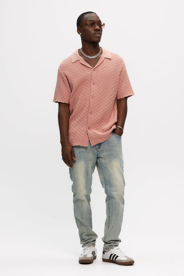 Kuwalla Tee - Knitted Yacht Shirt in Pink