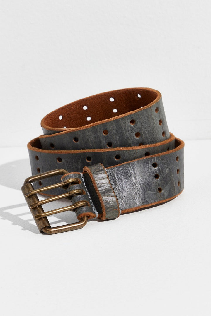 Free People - We The Free Triple Threat Leather Belt in Pine