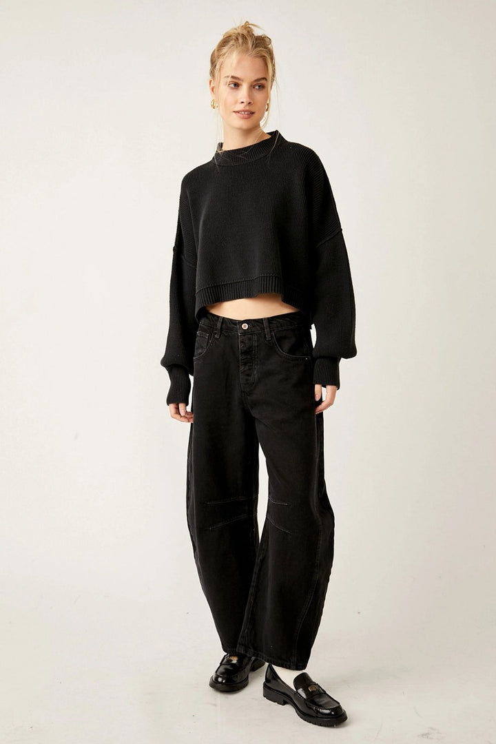 Free People - Easy Street Crop Pullover in Black