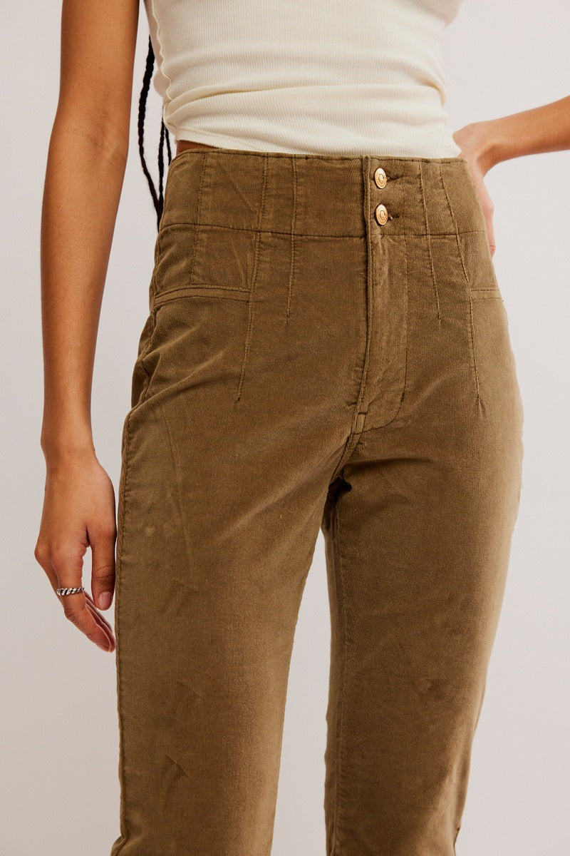 Free People - Jayde Cord Flare in Fir Green