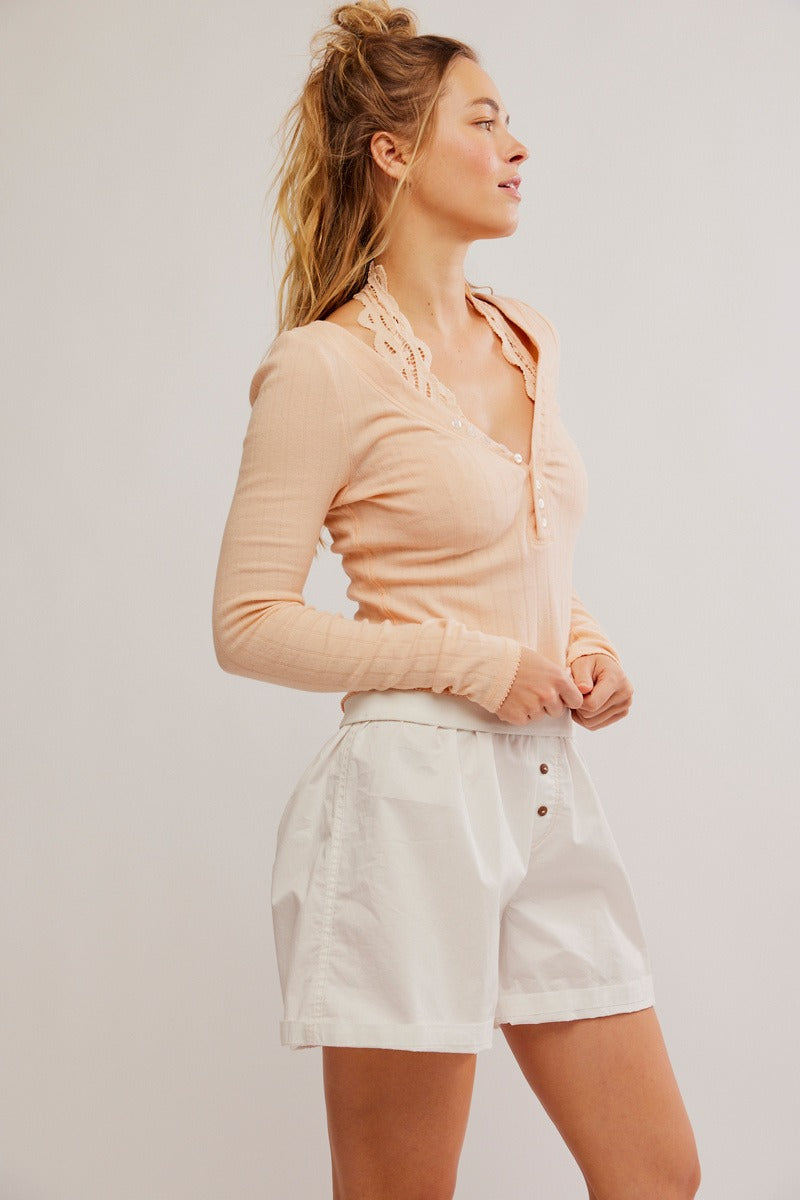 Free People - Coffee Chat Long-Sleeve in Tender Peach