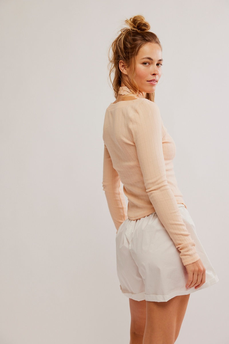 Free People - Coffee Chat Long-Sleeve in Tender Peach