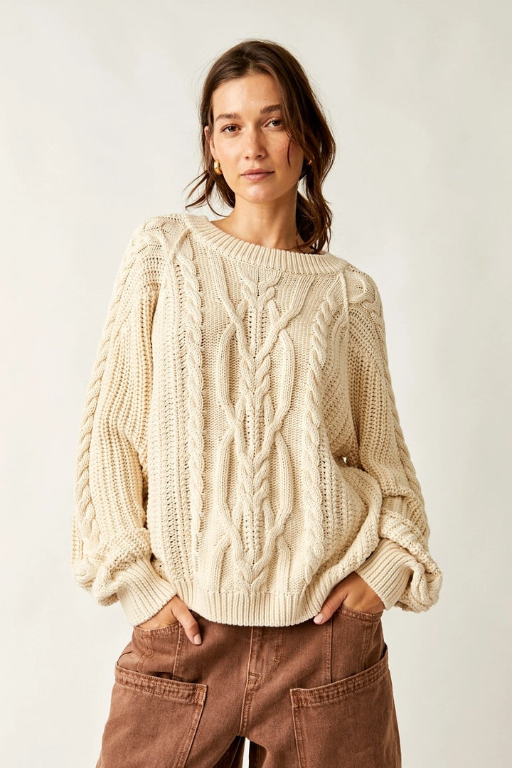 Free People - Frankie Cable Sweater in Ivory