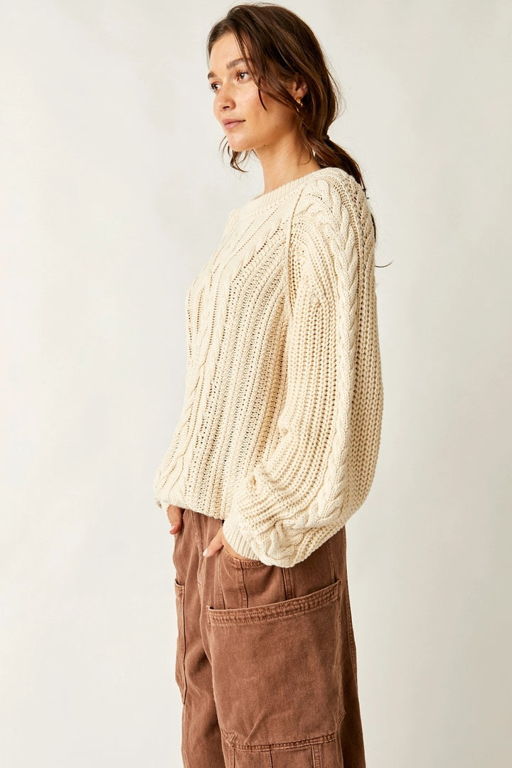 Free People - Frankie Cable Sweater in Ivory